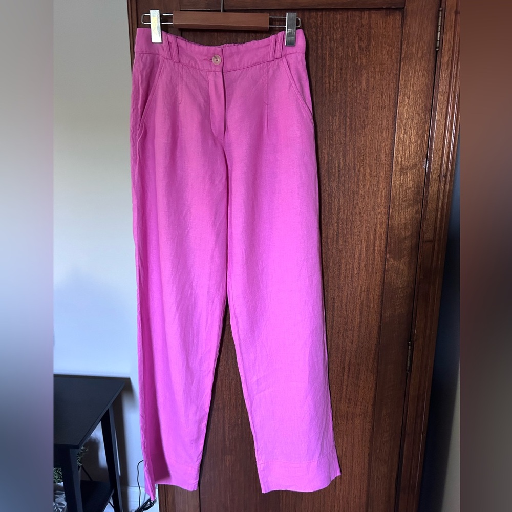 RIANI Bright Pink Linen Pants